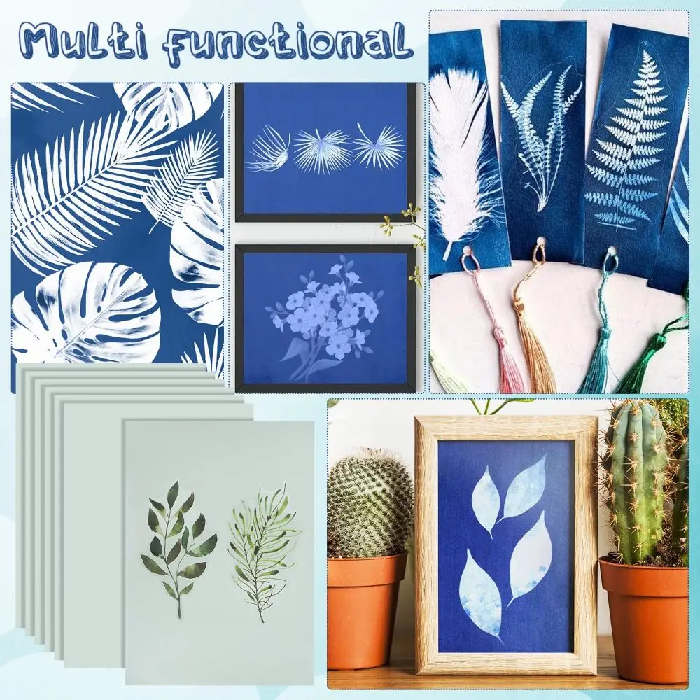 24PCS Natural Fiber Cyanotype Paper Easy Drawing Silhouette Painting Solar Drawing Paper Printed Paper Sun Print Paper