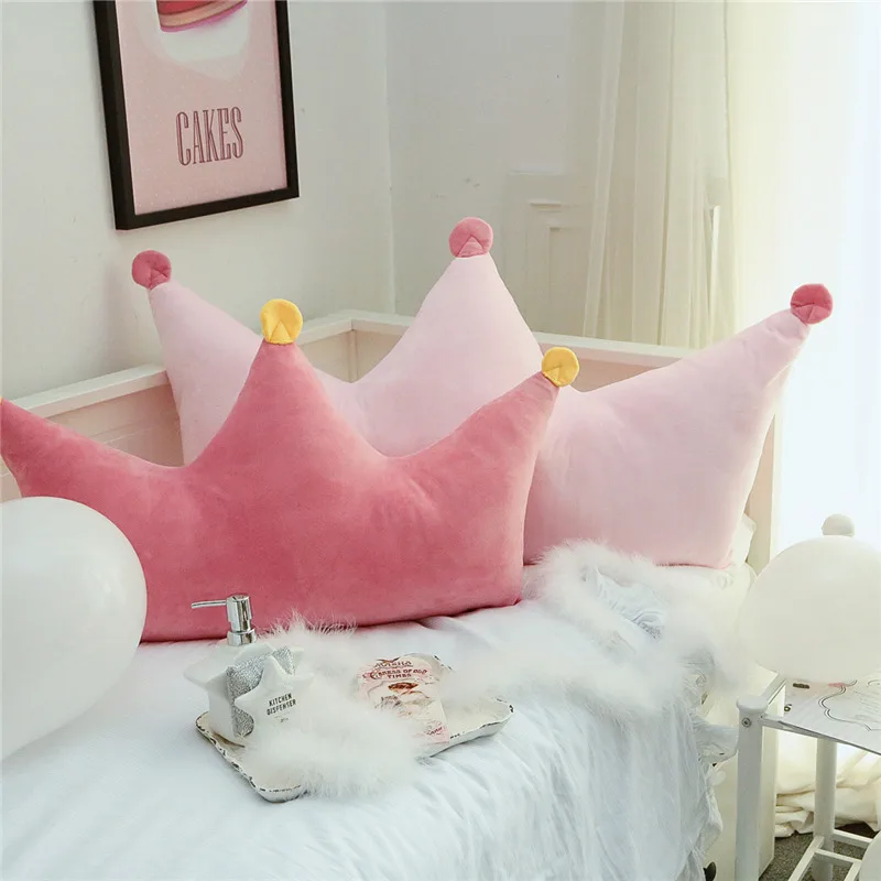 

Pink Three-dimensional Crown Pillow Cushion Bedside Cushion Large Backrest Home Sofa Decoration