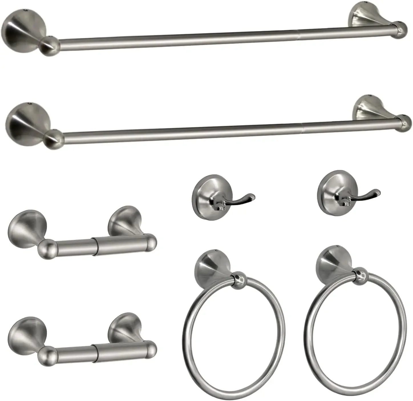 8 Pieces Bathroom Hardware Set Brushed Nickel Adjustable Expandable Towel Bars Towel Ring Wall Mount Toilet Paper Holder Towel