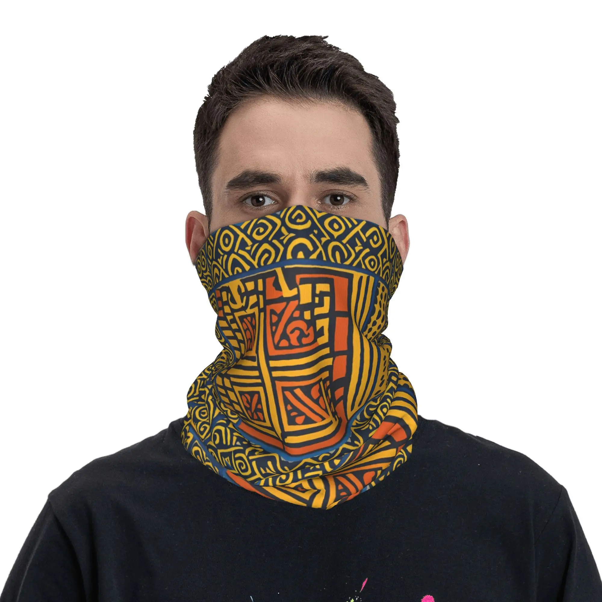 

Antique African Textile Bandana Neck Gaiter Printed Mask Scarf Multifunction Headwear Riding Unisex Adult Washable