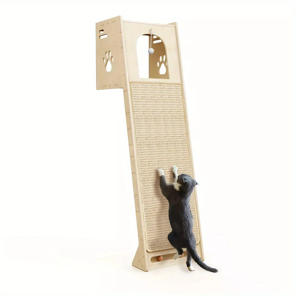Wooden Cat Observation Tower Wear-resistant And Lint-free Integrated Cat Bed With Scratching Post Cat Play And Relaxation Area
