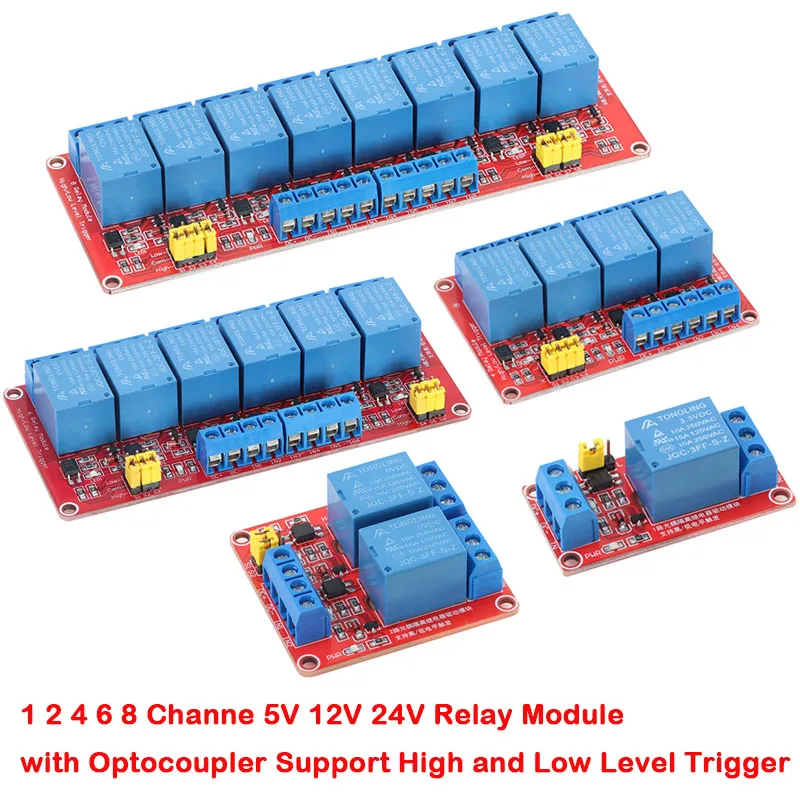 1 2 4 6 8 Channel 5V Relay Module Shield with Optocoupler Support High and Low Level Trigger 1 way Relay Board 12V for Arduino