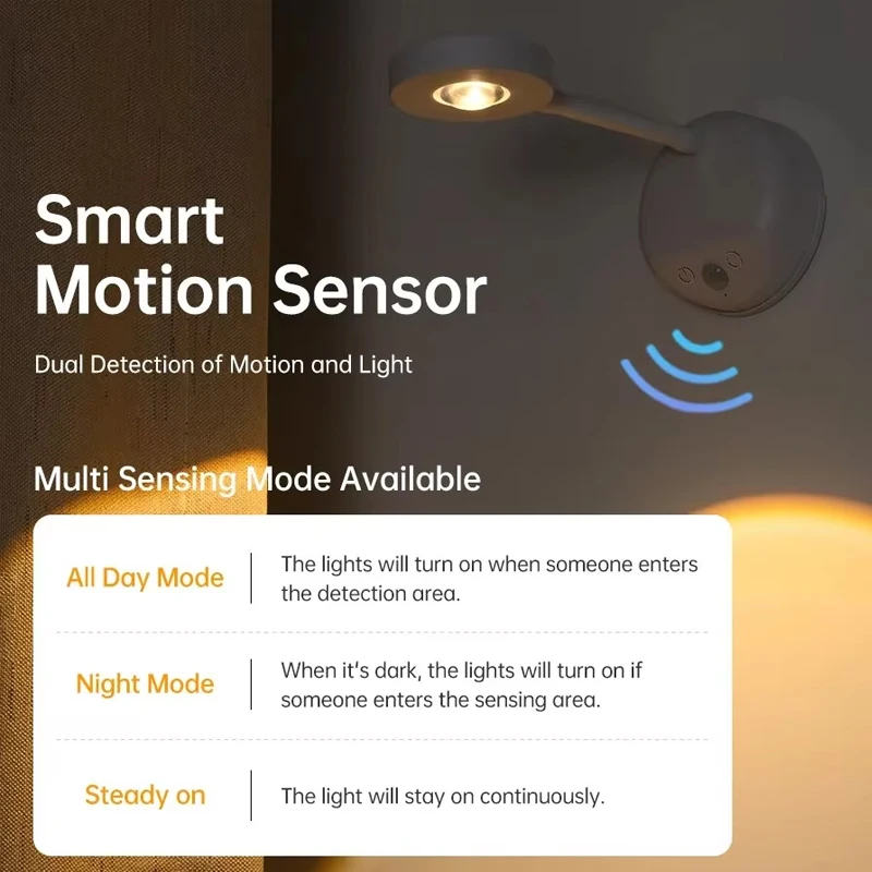 Night Light Motion Sensor Light ไร้สาย USB LED สําหรับห้องครัวห้องนอนภาพจิตรกรรมฝาผนังห้องนั่งเล่น Sensor โคมไฟติดผนังในร่มของขวัญ