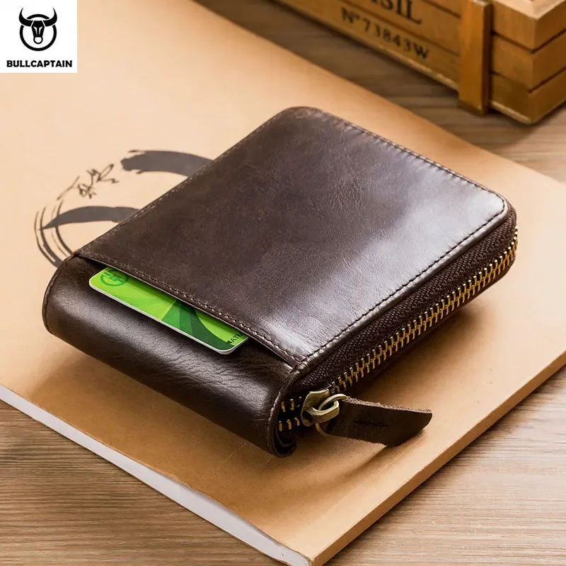 BULLCAPTAIN Brand Men\'s Wallet Genuine Leather Purse Male Rfid Wallet Multifunction Storage Bag Coin Purse Wallet\'s Card Bags