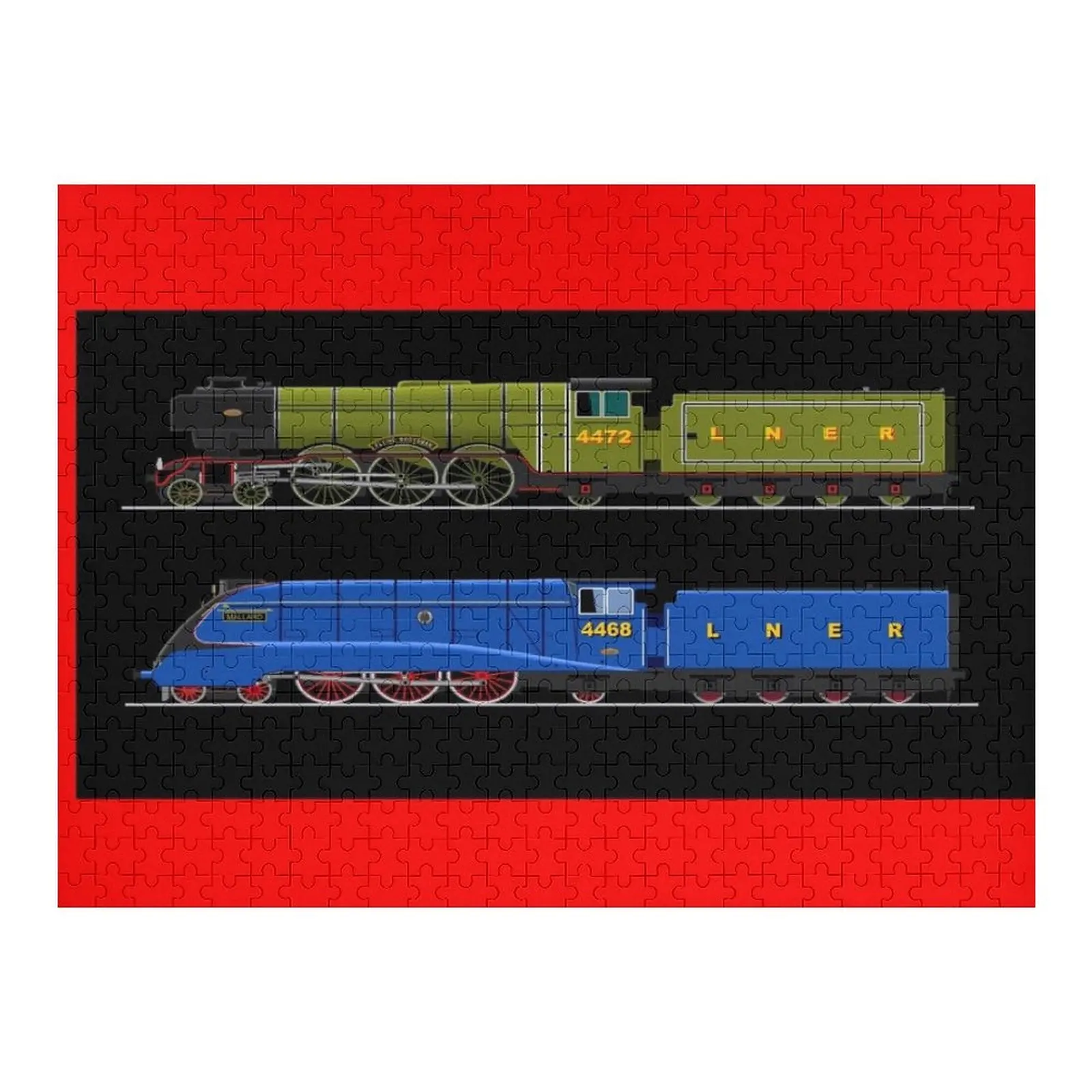 

Flying Scotsman and the Mallard Jigsaw Puzzle Personalized Wooden Name Wooden Boxes Puzzle