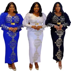 Africa Clothing African Party Dresses for Women Spring Dashiki Ankara Sequin Wedding Evening Gown Sexy Bodycon Maxi Long Dress
