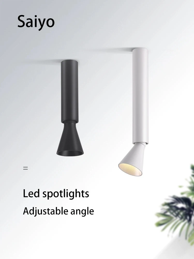 Led Spotlight Surface Mounted Spot Light COB Long Tube Ceiling Lamp Adjustable Angle Aluminum Anti Glare Wall Washing Foco Home