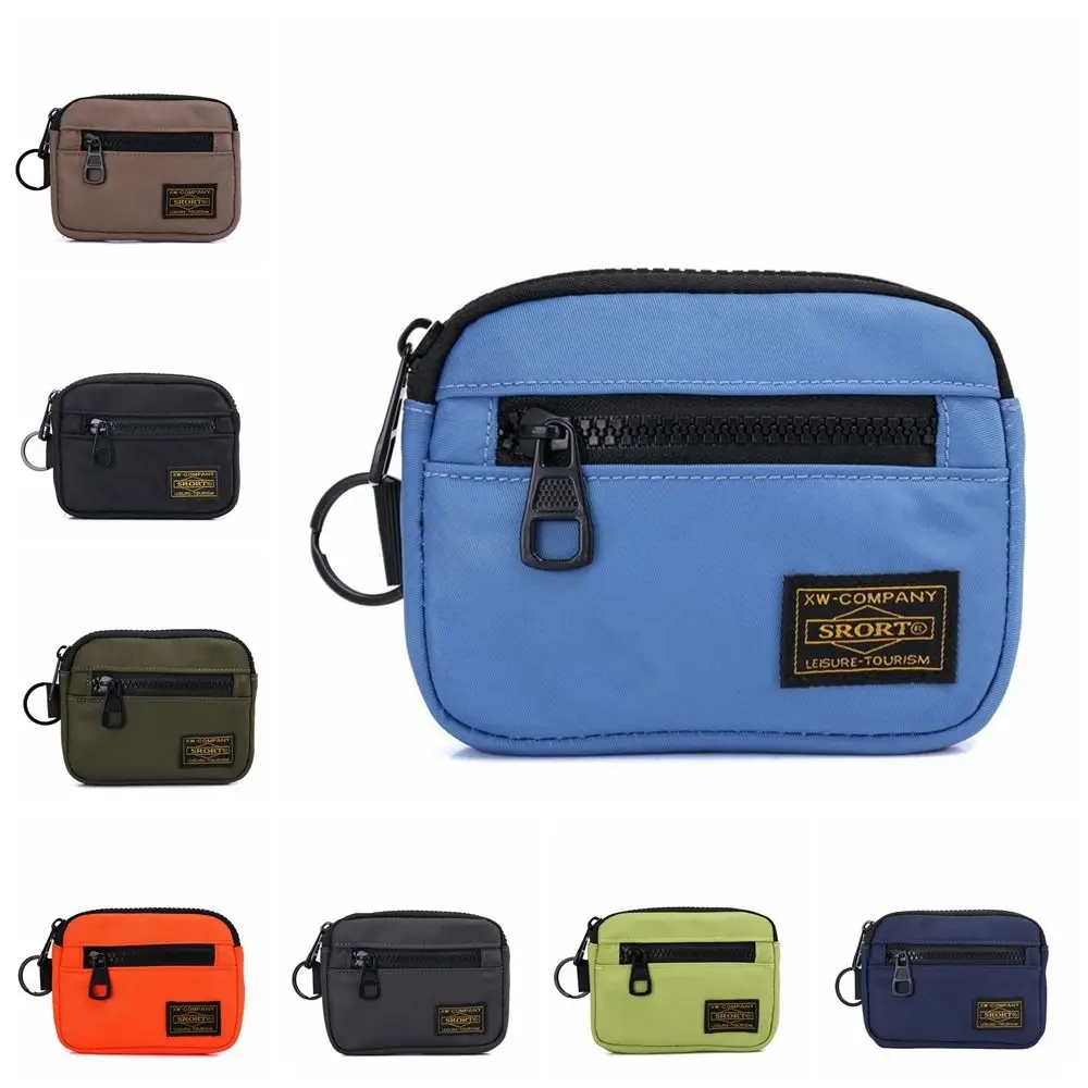 Portable Canvas Coin Purse Card Holder Oxford Cloth Men Wallet Zipper Pouch Lightweight Mini Earbuds Storage Bag Earphone Bag