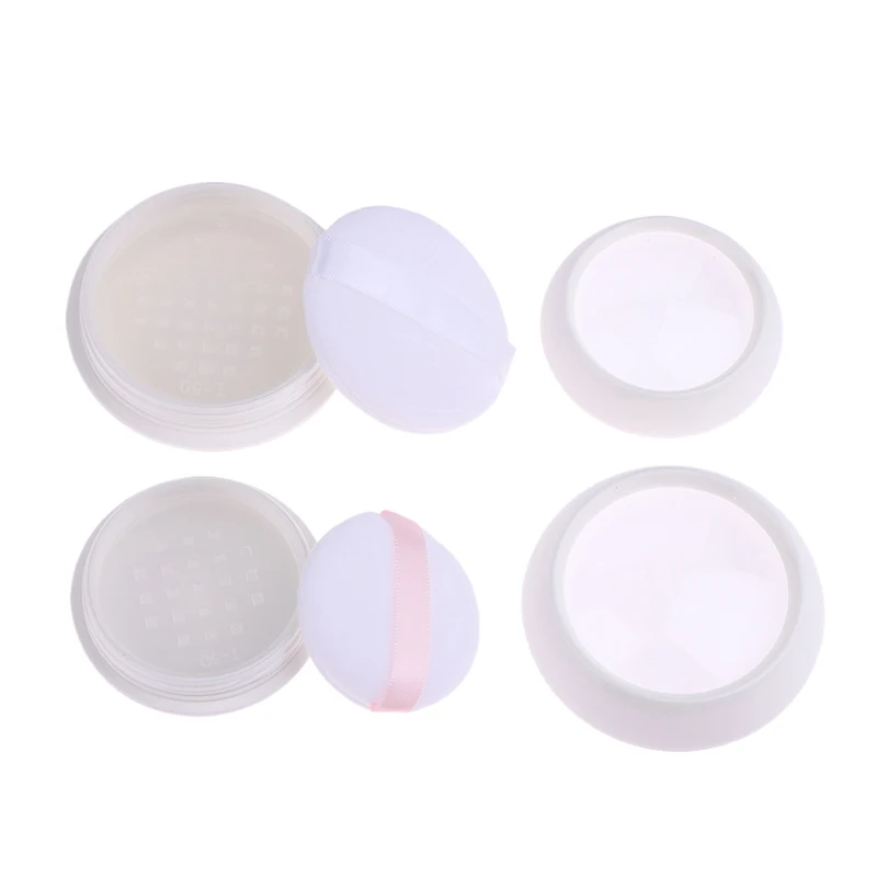 루스 파우더 박스 용기 컴팩트 빈 케이스 흰색 휴대용 여행용 보관함, DIY 메이크업 파우더용 체 포함