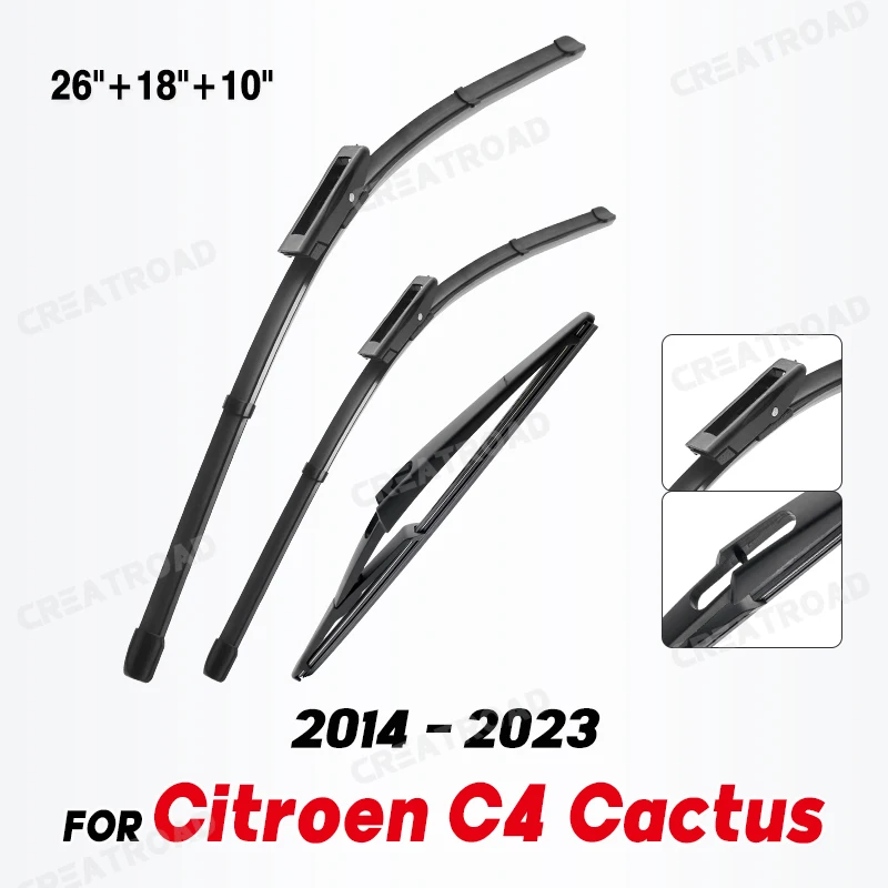 Wiper LHD Front & Rear Wiper Blades Set For Citroen C4 Cactus 2014 - 2023 Windshield Windscreen Window Brushes 26\