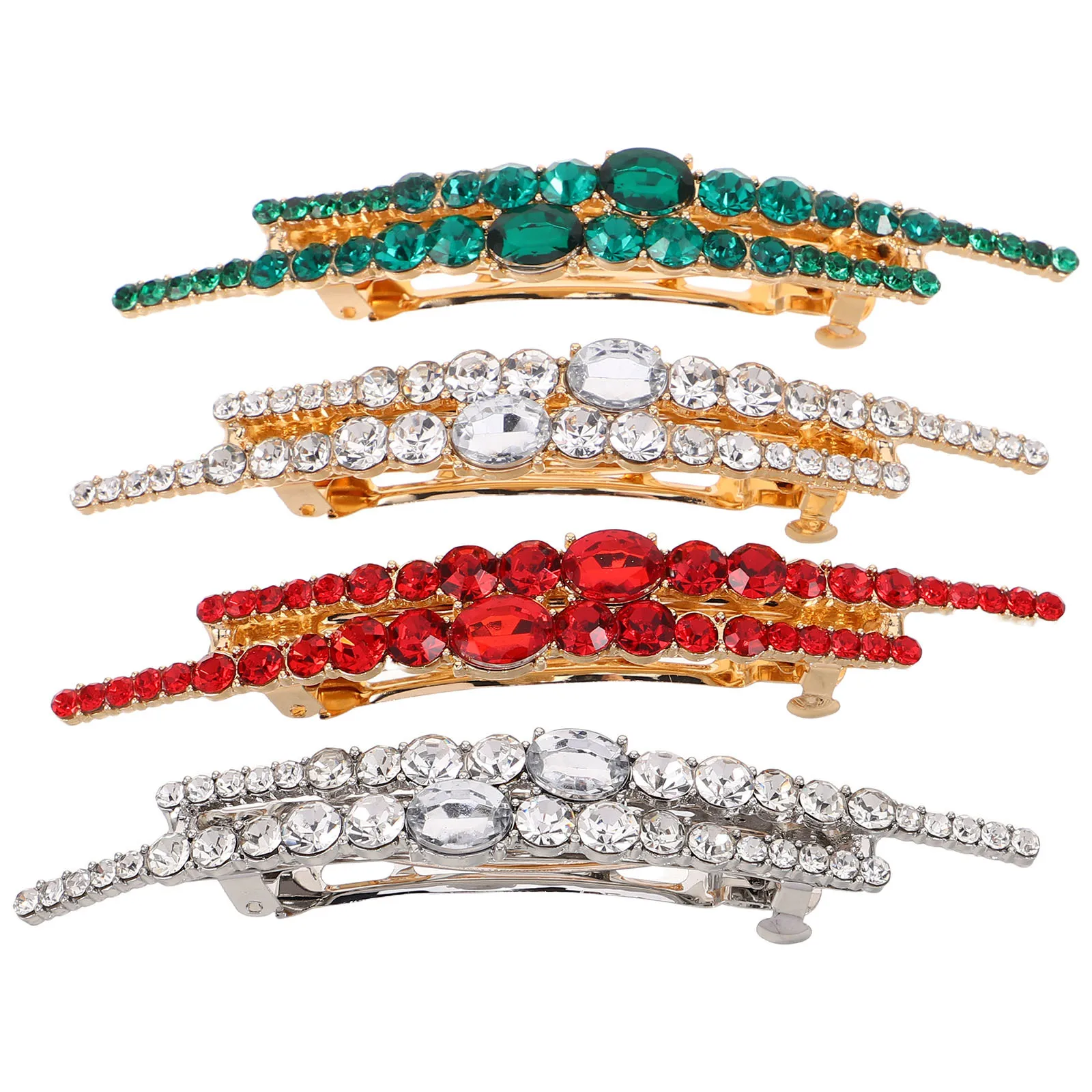 4 قطع من مشابك الشعر المصنوعة من حجر الراين، مشبك كريستالي ملون لحفلات الزفاف وإكسسوارات الشعر ودبابيس شعر كريستالية للنساء #1