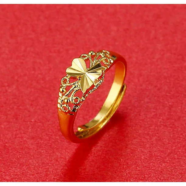 Counter Copy 100% Real Gold 24k 999 Ring Women\'s Color Zhaocai Transfer Flower Adjustable Pure 18K Gold Jewelry