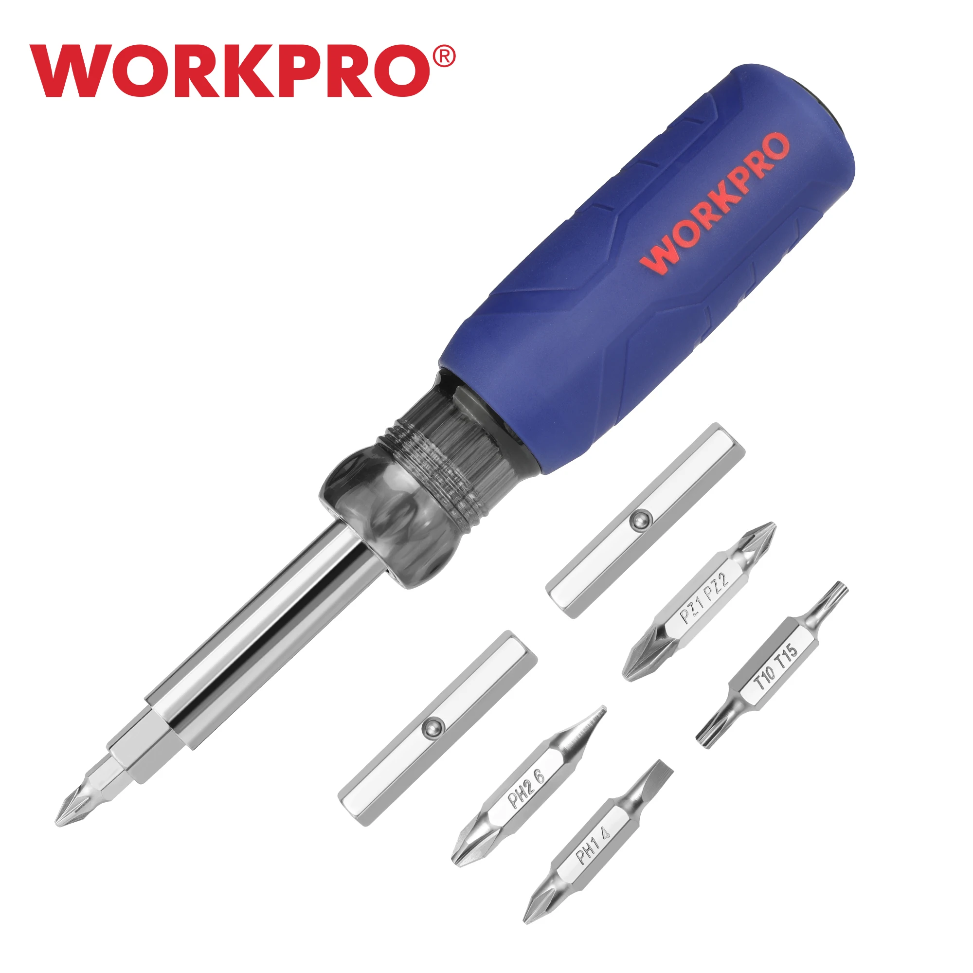 WORKPRO 11 in 1 Multi-Bit Screwdriver Set Portable Multi-purpose Screwdriver Slotted/Phillips/Torx/Square Nut Driver Set