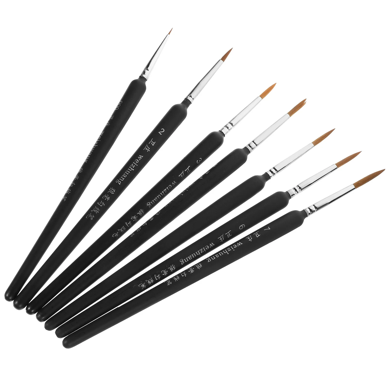 

7Pcs Wolf Hair Detail Brush Set 000 2 3 4 5 6 7 Liner Painting Art Acrylic Watercolor Oil Miniatures Painting Wolf Hair