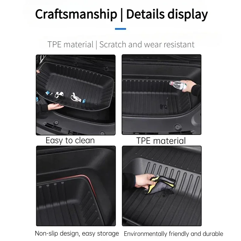 For Xpeng G9 2024 Front Rear Spare Box Mat TPE Waterproof Wear-resistant Storage Pad Car Interior Accessories