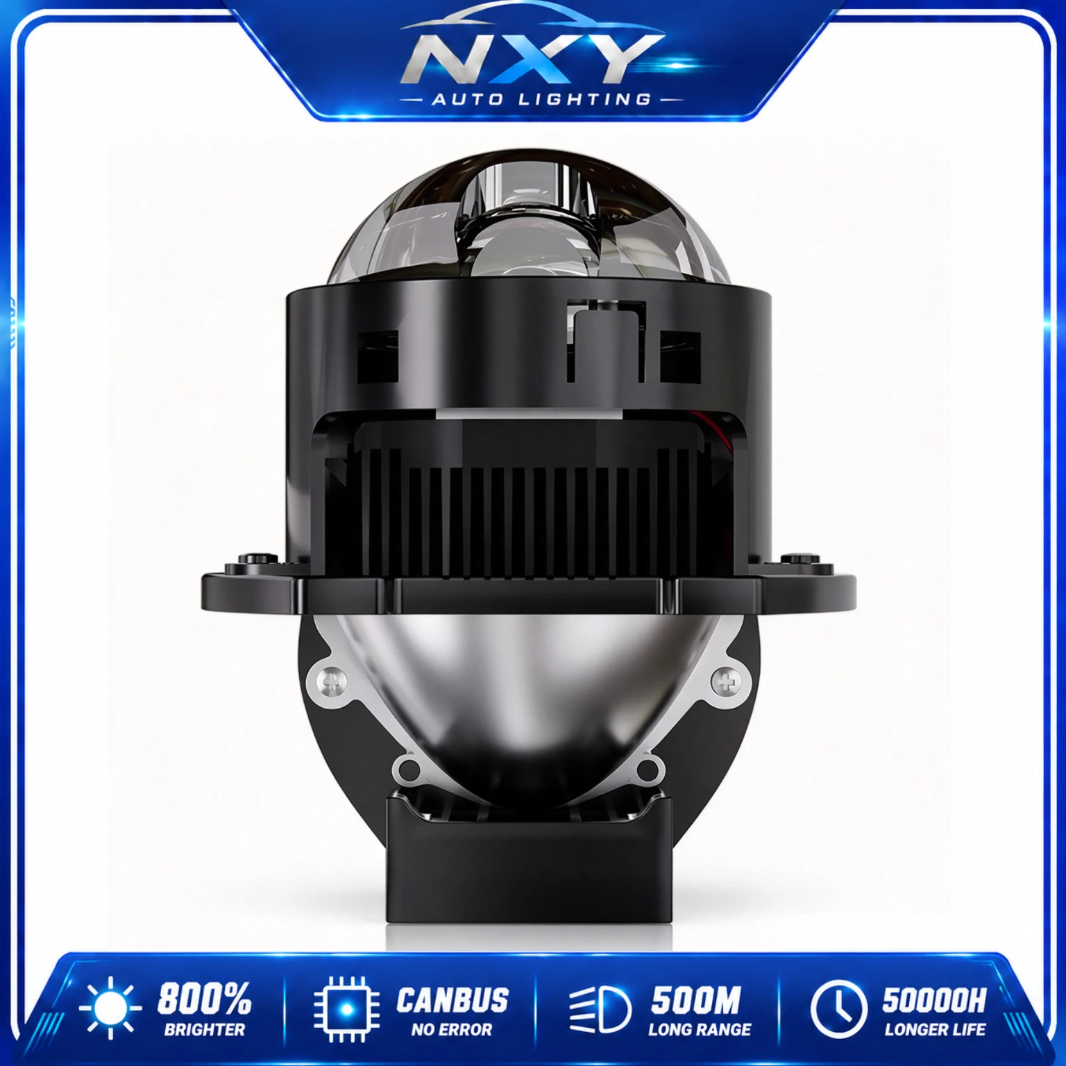 NXY H5 Laser LED Headlight Bulb Single Direct Beam Projector Lens Bi-LED High Low Beam Car Headlight Retrofit Lamp 12V 140W