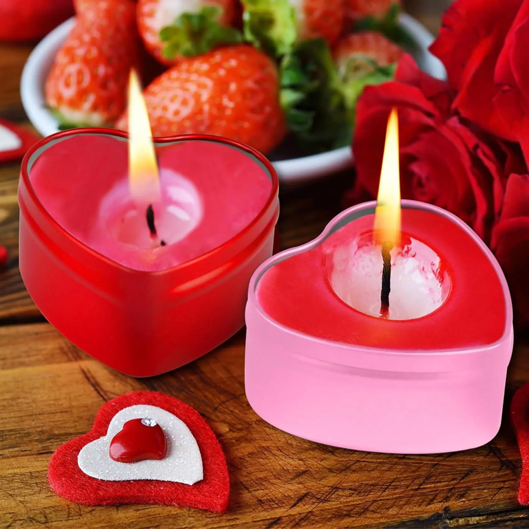 ABBP-24 Pack 2Oz Valentine's Day Heart Tins With Lids Bulk Heart Candle Jars Valentine Candle Containers,For Candle Making