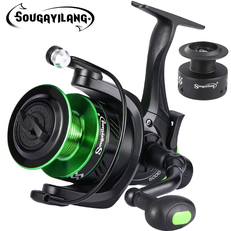 Sougayilang Angelrolle 4,7/5,2:1 Übersetzungsverhältnis Spinnrolle Max Drag 10 kg Karpfenangelrolle mit Aluminiumspule für Salzwasser