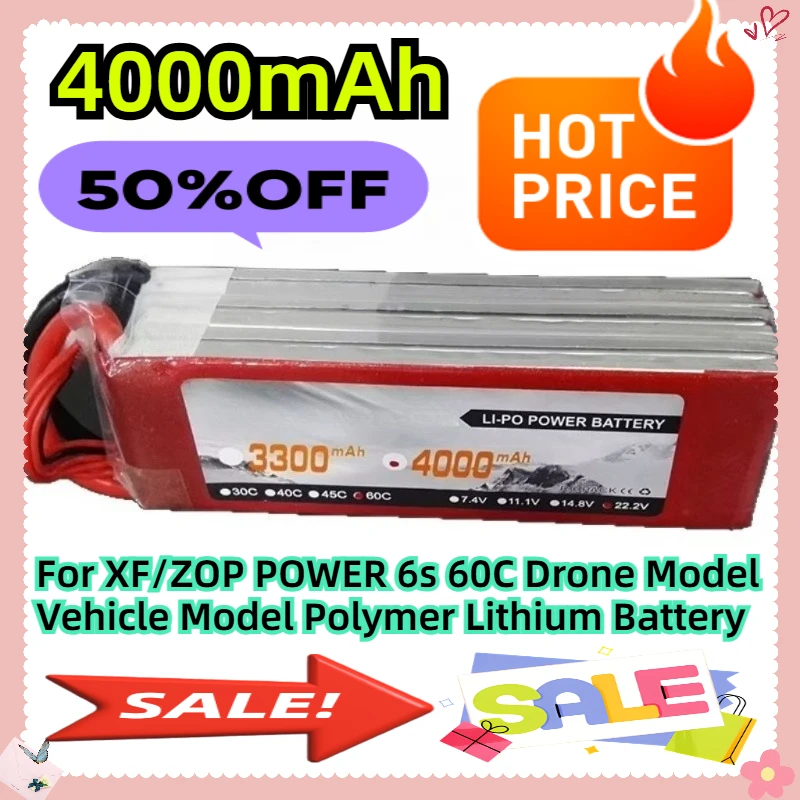 For XF/ZOP POWER 4000mAh 6s 22.2v60C Drone Model Vehicle Model Polymer Lithium Battery