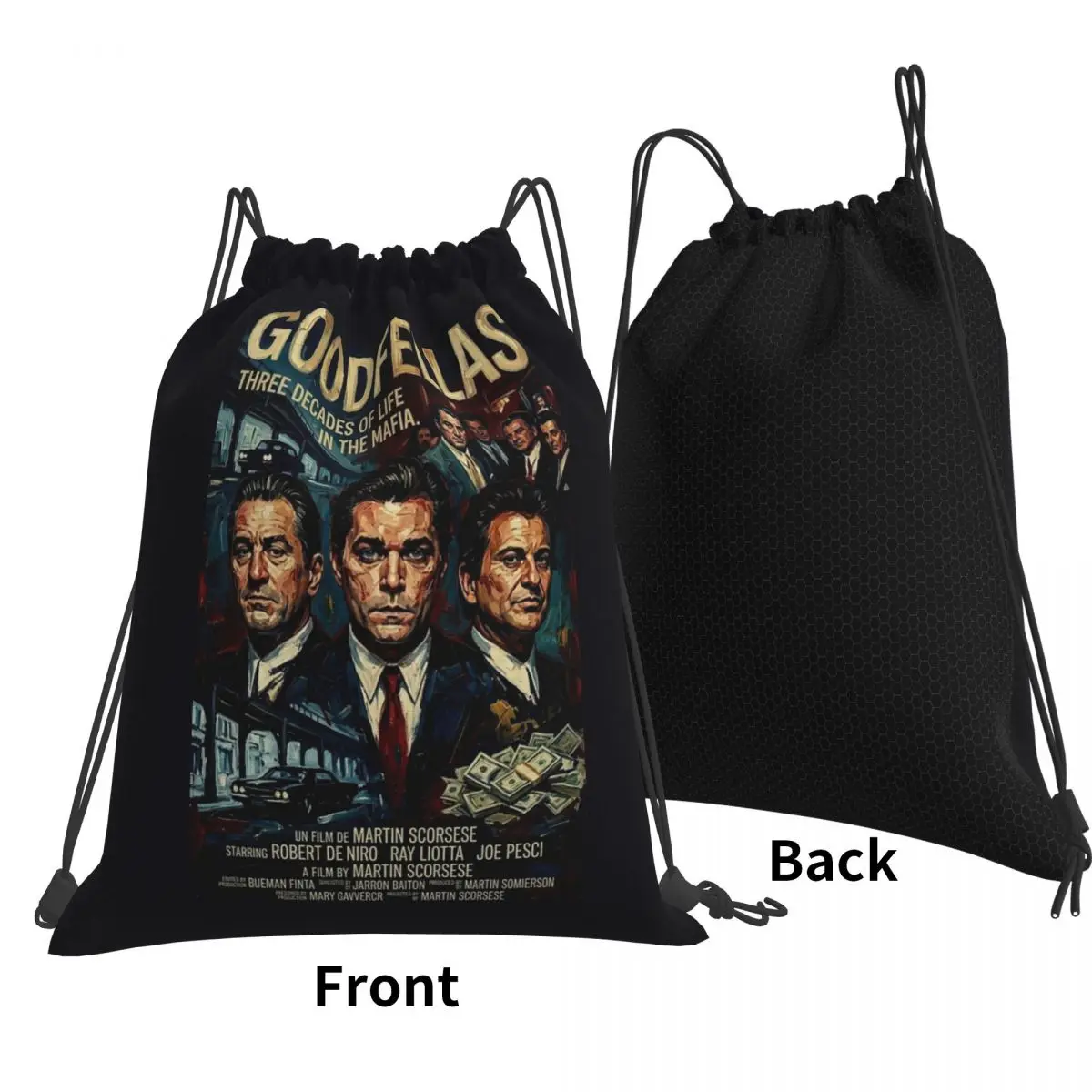 Three Decades Of Life In The Mafia Vintage Crime Art Backpacks Casual Drawstring Bags Sports Bag Book Bags for Man Woman School