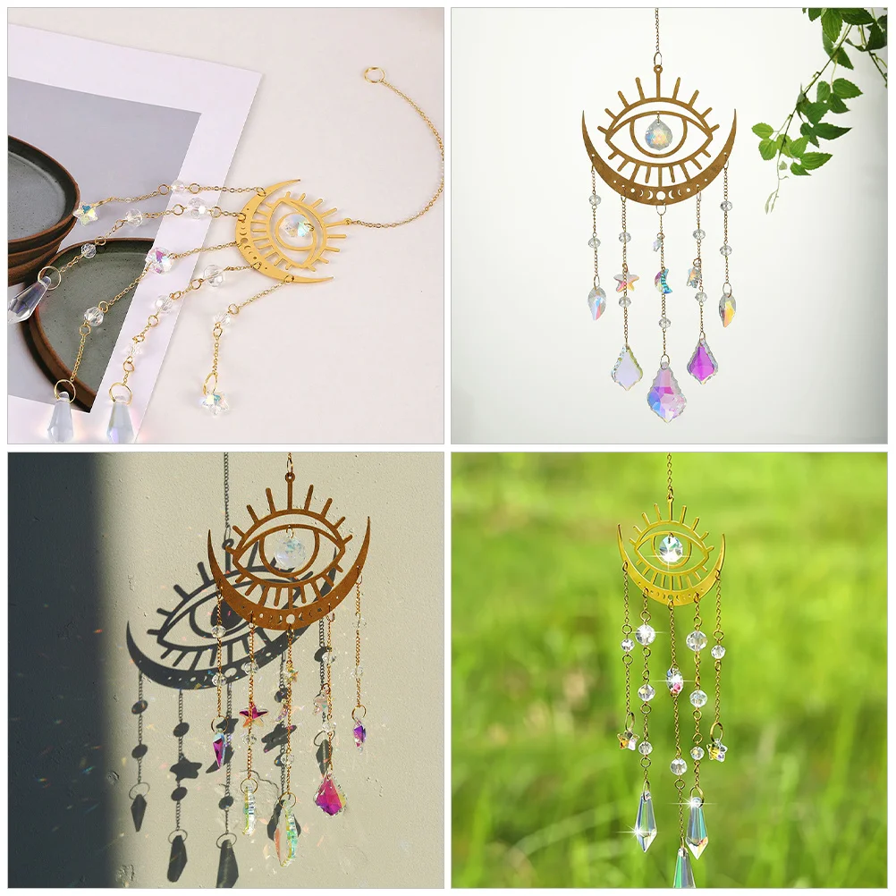 

1 Piece Evil Eye Hanging Ornament Metal Sun Catcher for Window Wall Decoration Home Garden Porch Decorative Hanging Pendant