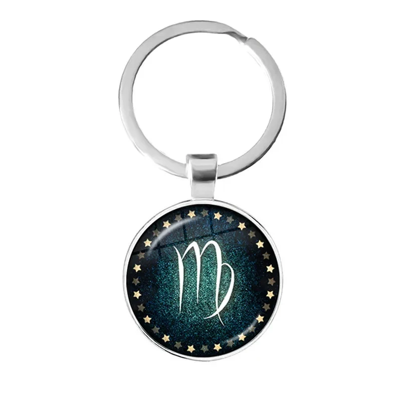 Aries/Taurus/Gemini/cancer/LEO/Virgo/Libra/Scorpio/Sagittarius/Capricorn/Aquarius/Pisces 12 Constellations Glass Dome Keychain