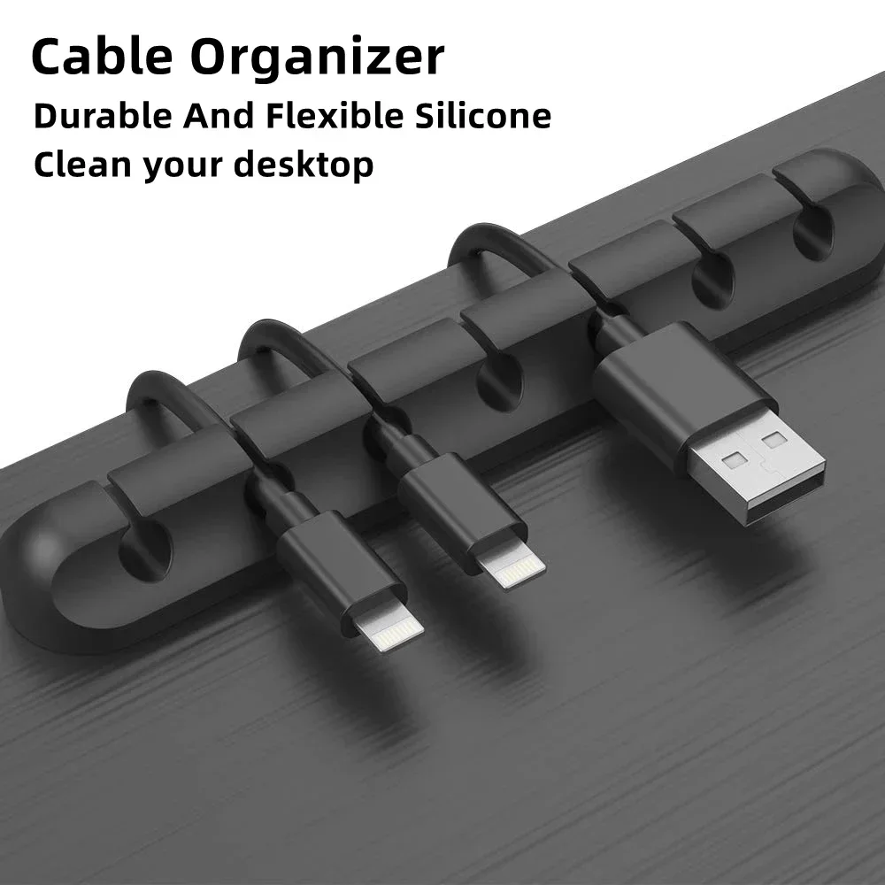 

Cable Organizer Silicone USB Cable type c Winder Desktop Tidy Management Clips Cable Holder for Mouse Headphone Wire