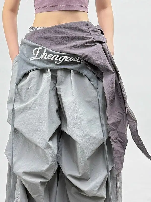 

Casual American Aalyptic Hot Girl Baggy Sle Street Dance Wide Leg Parachute Pants Loose Workwear Trousers for Women