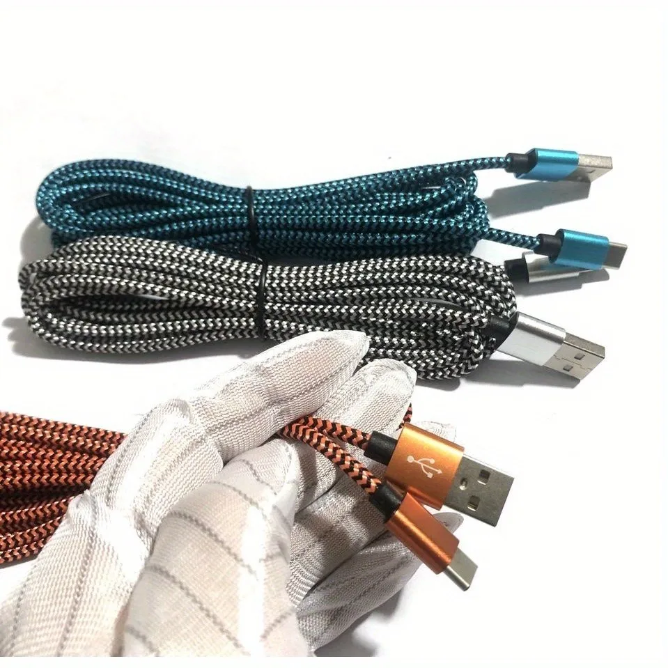 【 3pcs 3 / 1 meter 】  Fast Charging Charger For iphone type C USB C micro Cable Nylon Braided data cable fast charger