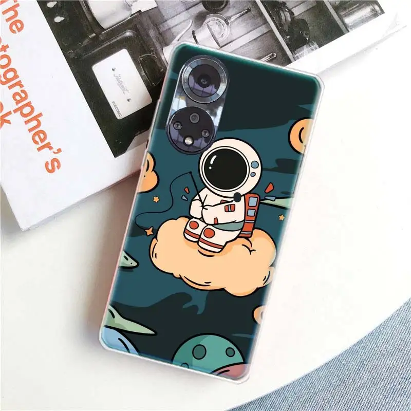 Cartoon Schattige Astronaut Fundas Telefoon Hoesje Voor Huawei P Smart Z 2021 Y5 Y6 Y7 Y9 Honor 50 20 Pro 10i 9 Lite 9x 8a 8S 8X7S 7x 7a C