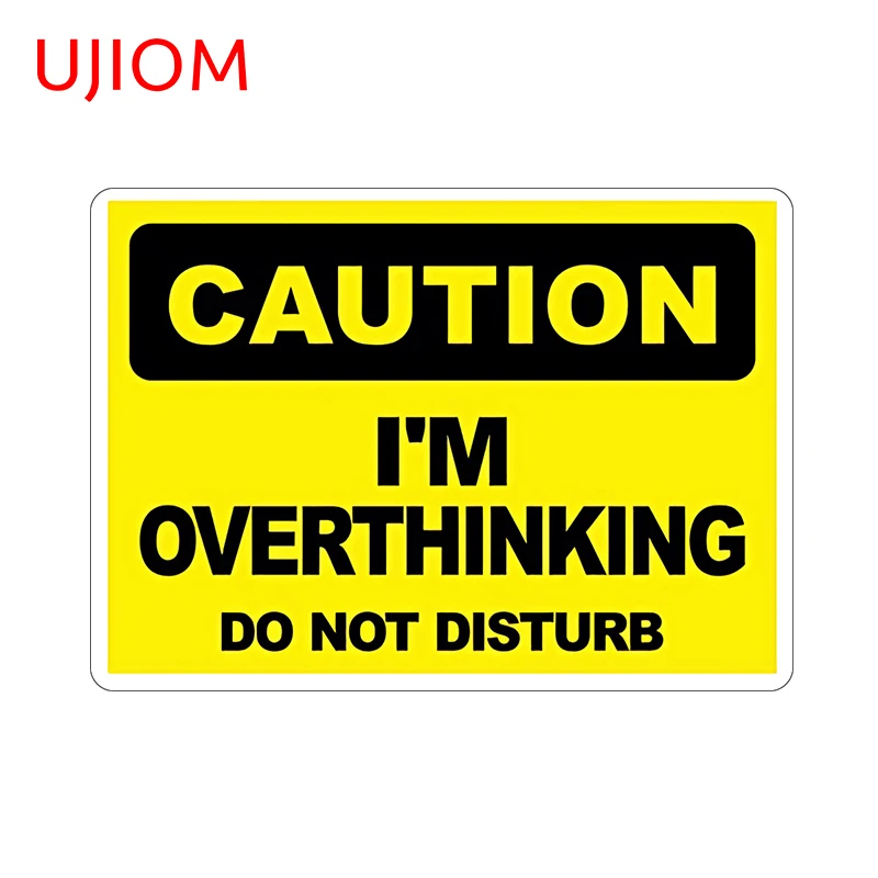 UJIOM 13cm × 9.3cm Funny Warning Sign Wall Sticker Creative Personality Vestibule Laptop Chambre Decals Waterproof Home Decor