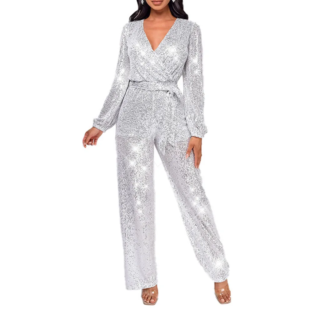 Autunno Inverno Donna Outfit Tuta da donna Donna Autunno Inverno Verde chiaro Pagliaccetti a maniche lunghe Party Outfit Modello tinta unita