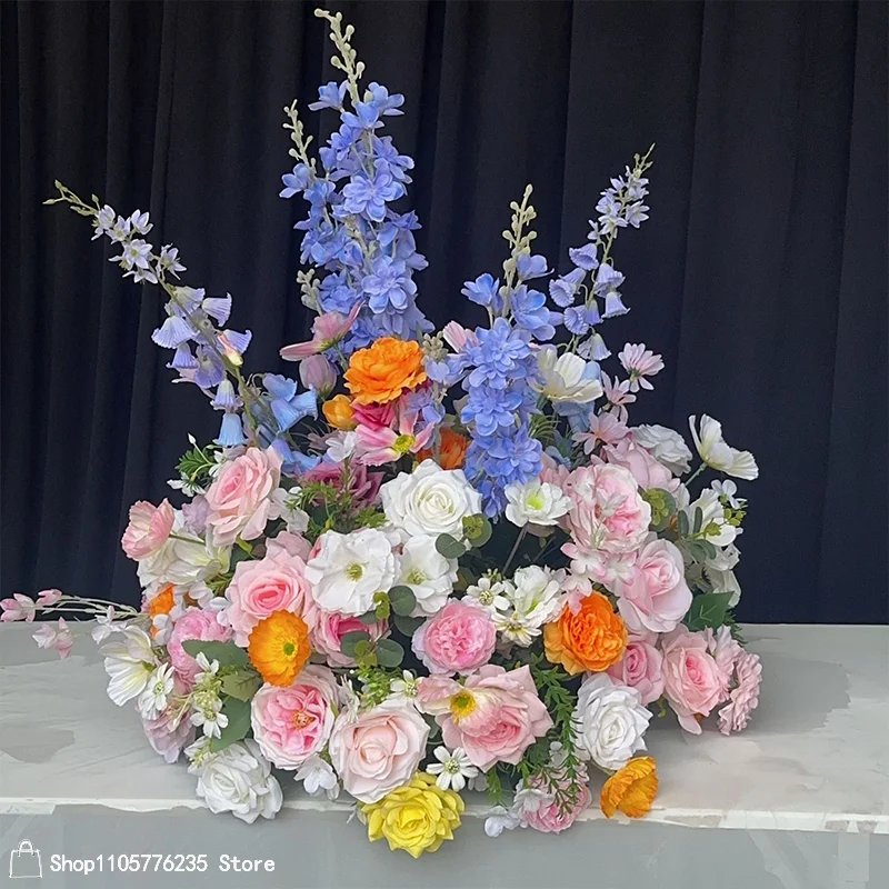 Künstliches rosa-blaues Blumenarrangement, Tischdekoration, Blumenball, Dekoration für Hochzeit, Bankett, Esstisch, Party, Heimdekoration – Detail 5