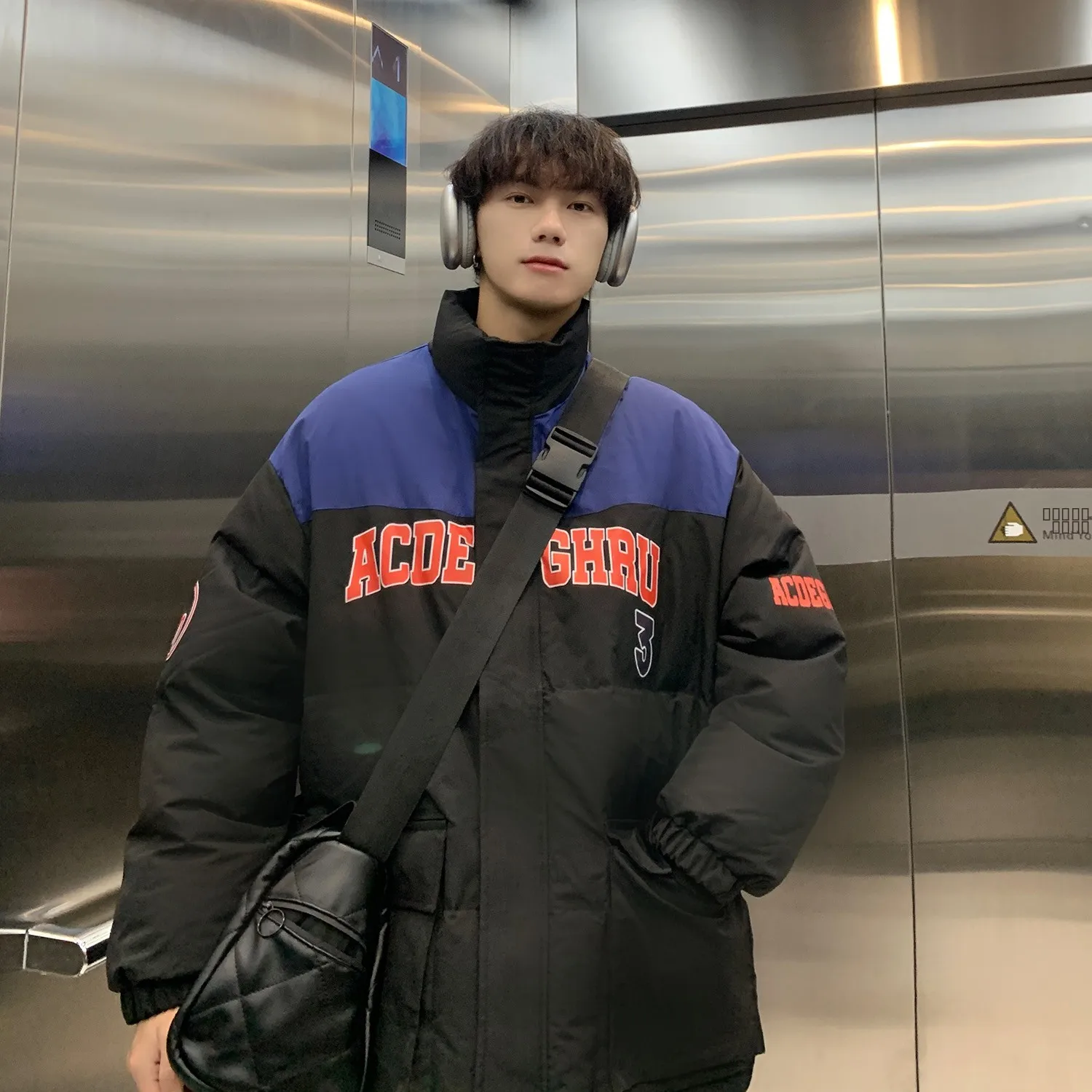 

Winter Thiened Men's down Cotton Jaet Warm Workwear Outerwear American Trendy Brand Loose Stand Collar Motorcycle Cotton ...