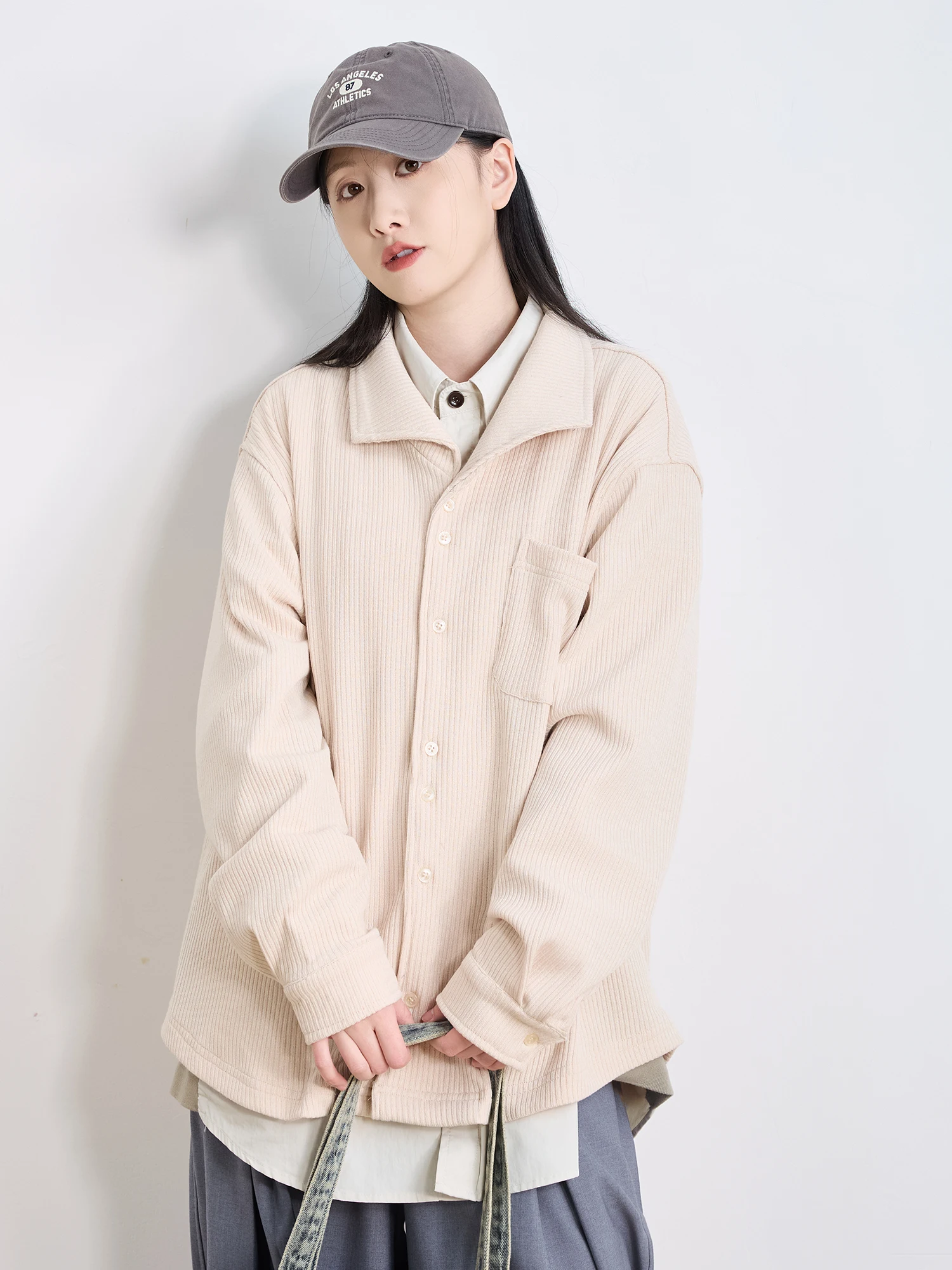 

Свободная длинная рубашка-куртка в японском стиле для весны и осени, ретро-силуэт, тонкая, универсальная, короткая куртка