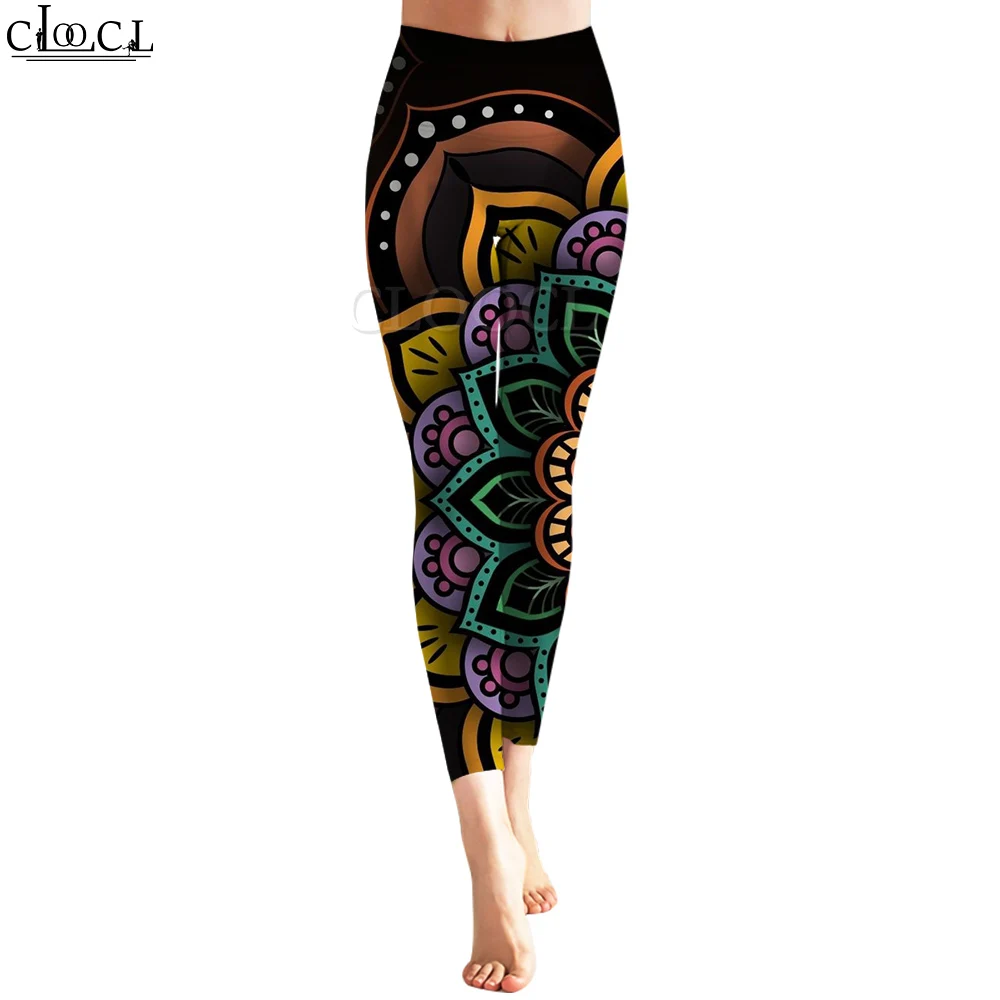 CLOOCL Quần Legging Nữ Quần Dài Tập Yoga Liền Mạch Legging Vẽ Tranh Màu Nước 3D In Hình Bông Tai Kẹp Quần Thu Đông Mới