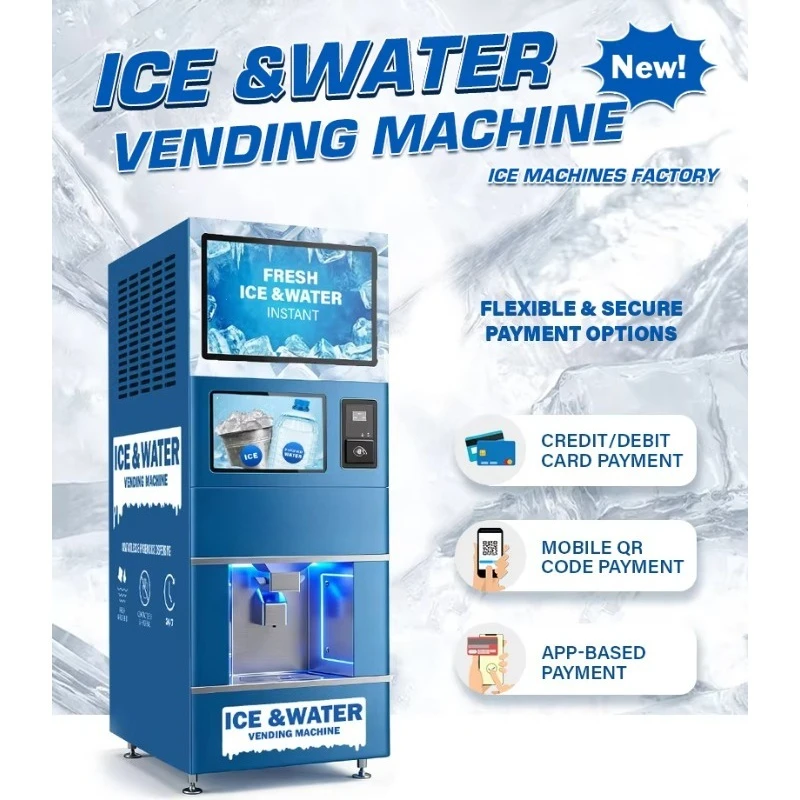Ice Vending Machine Commercial Bulk Ice Bag And Water Purified Cube Maker Coin Operated Self Service Customized