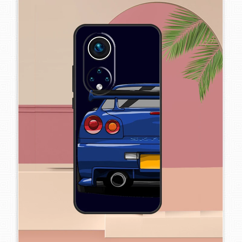 Skyline R34 Blue Case For Honor 70 50 X9 X8 Cover For Huawei P50 Pro P20 P30 P40 Lite Nova 5T P Smart 2019