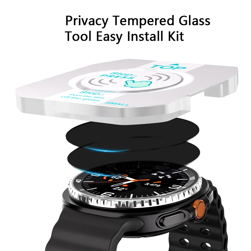 Privacy Tempered Glass For Samsung Galaxy Watch 8 40mm 44mm 8 Classic Cover Anti-Scratch Screen Protecto Tool Easy Install Kit