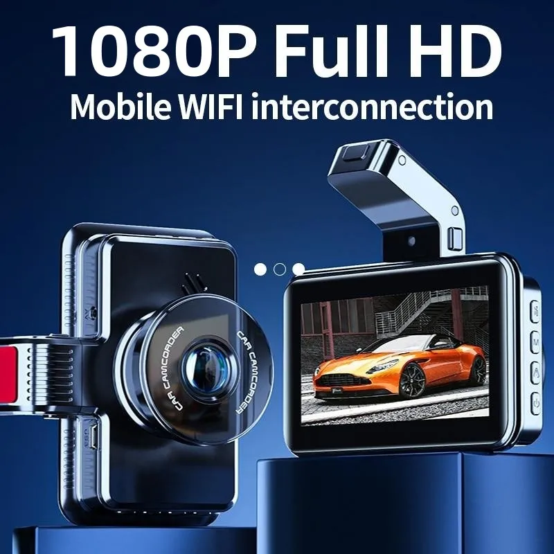 

WIFI 1080P Dash Cam Car DVR Camera with G-Sensor Video Recorder Rear View Dual Lens HD Cycle 24H Dash Camera Recorder Black Box