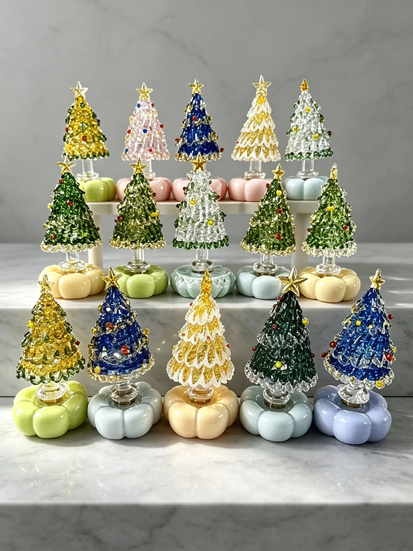 1 handmade glass Christmas tree ornament, glass Christmas tree craft, creative glass Christmas tree design, suitable for living room home decoration, office desk and study room decoration, bedroom ornament, ideal for Christmas gifts and birthday presents