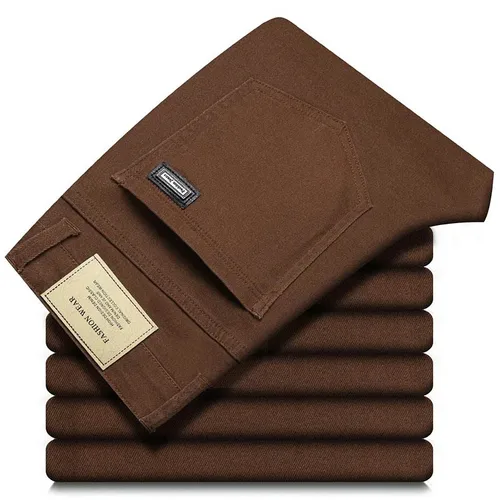 Pantalones vaqueros elásticos informales de negocios rectos sueltos a la moda, pantalones de marca para hombre, ropa de talla grande en 5 colores para hombre, pantalones vaqueros ajustados 28-44