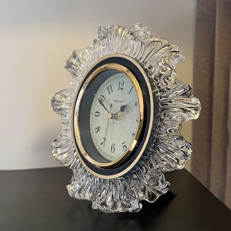 Retro Table Clock Luxury Desk Watch Aesthetic Living Room Tabletop Clocks Decorative Silent Bedroom Desktop Watches with Light