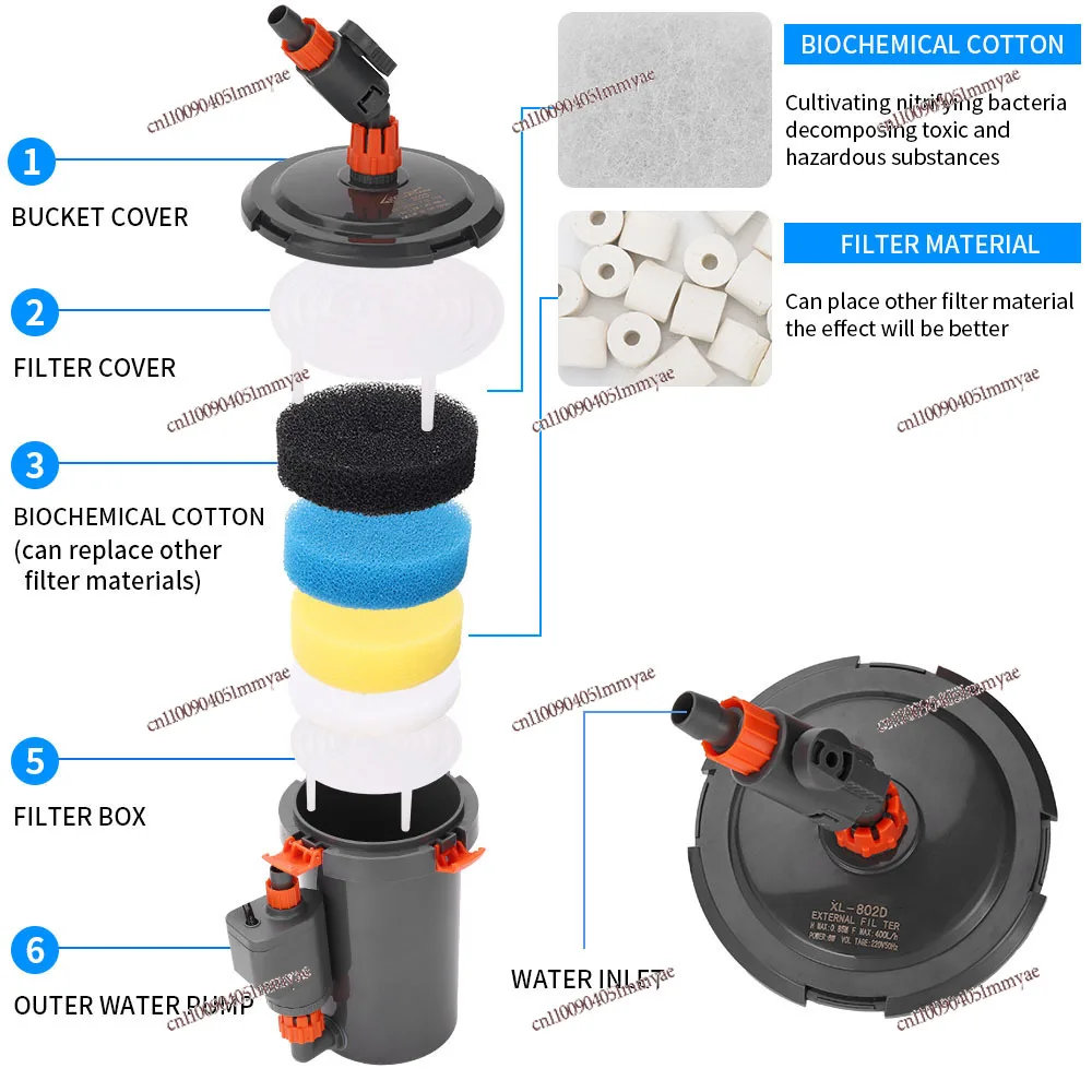 Silent External Bucket External Filter Aquarium Filter Bucket Fish Tank Grass  Filter Pump Fish Tank