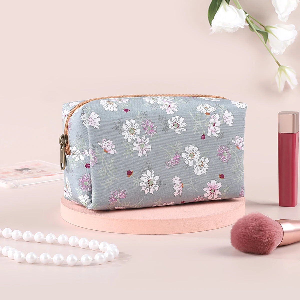 Bright Floral Pattern Retro Pencil Case, Large-Capacity Student Stationery Storage Bag, Portable School Supplies, Office Supplie