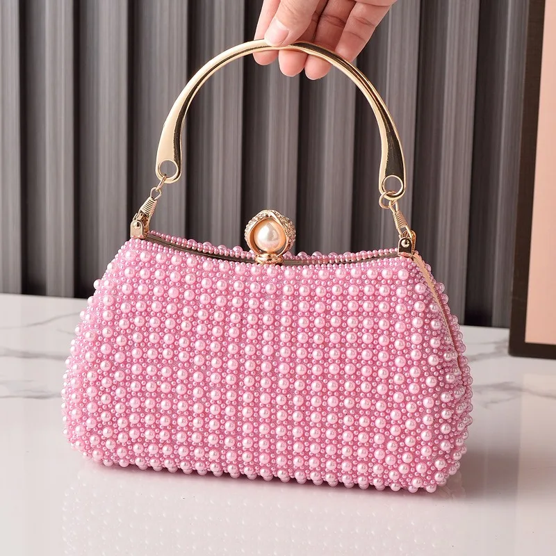 

Nesitu Pearl Women Make Up Cosmetic Evening Shoulder Messenger Clutch Bag Phone Purse Handbag White Pink Black M88234