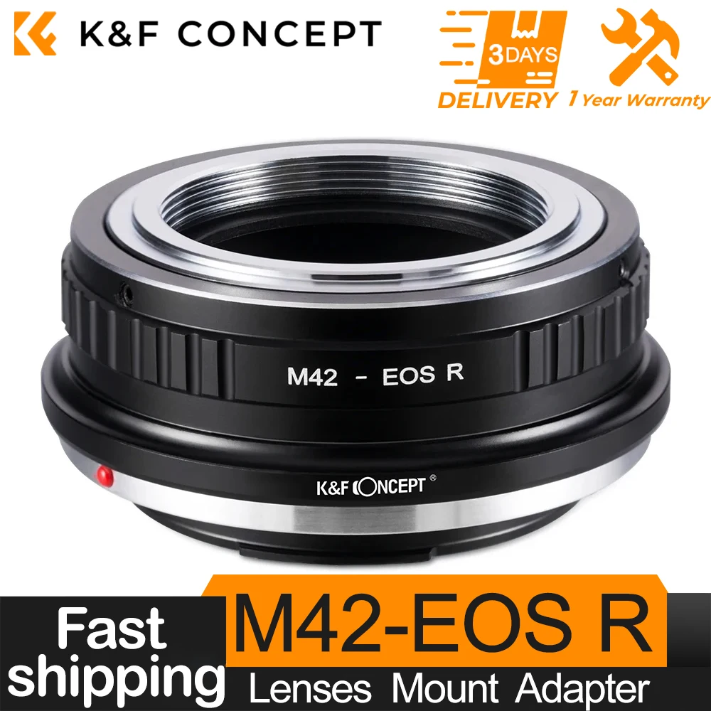 K&F Concept M42-EOS R Lens Mount Adapter for M42 Mount Lens to Compatible with Canon EOS R Cameras Body for Canon EOS R RA R5 R6