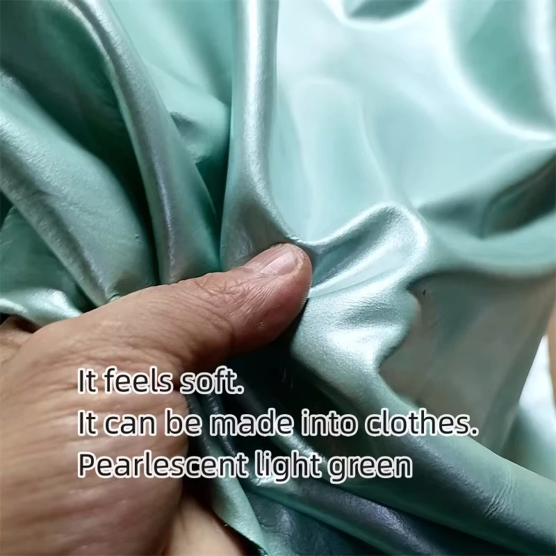 

1mm Pearlescent Light Cyan Cowhide. First Layer Leather.Real Leather Fabric.Handmade DIY For Leather Jacket .Full-Sheet Cutting