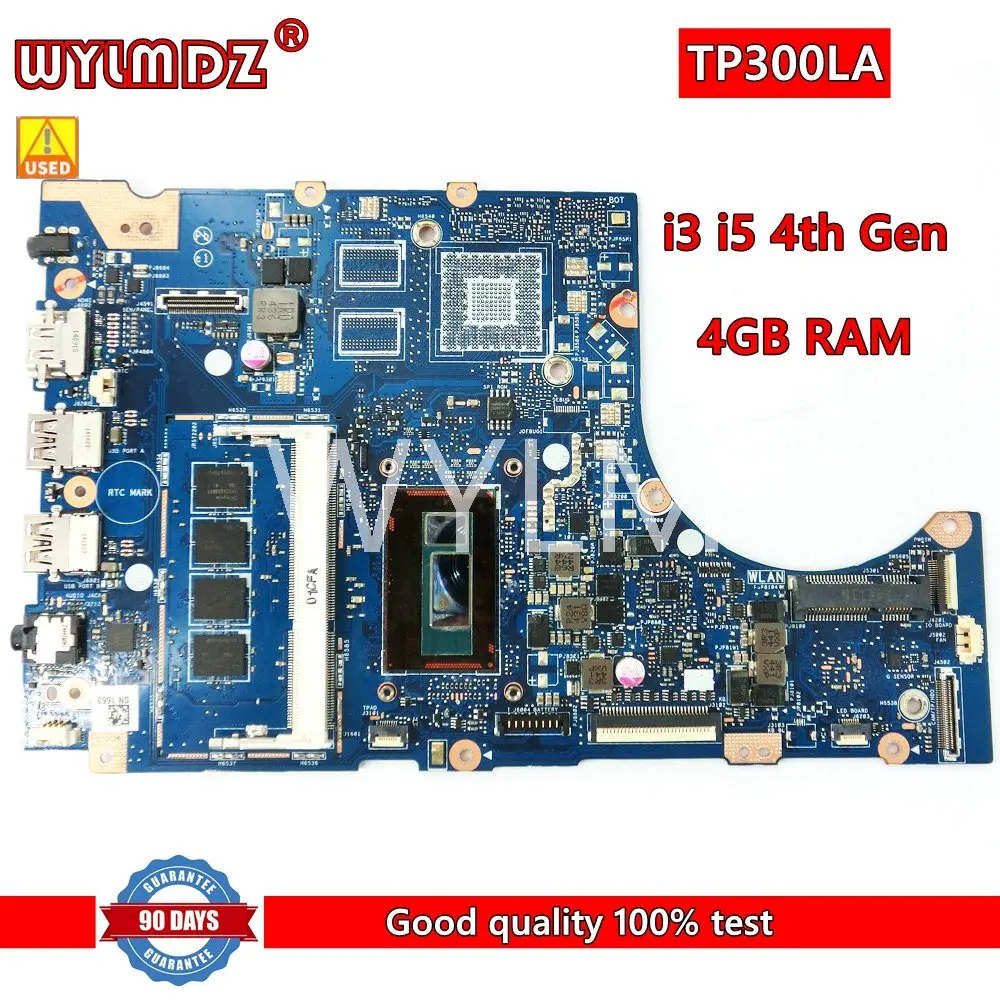 TP300LA i3 i5 4th CPU 4GB RAM Notebook Mainboard For Asus TP300 TP300L TP300LA TP300LJ Q302L Q302LA Laptop Motherboard