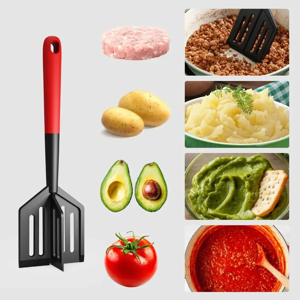 Professional Meat Chopper Heat Resistant Multifunctional Potato Masher Non-Stick Cookware Handheld Ground Beef Smasher